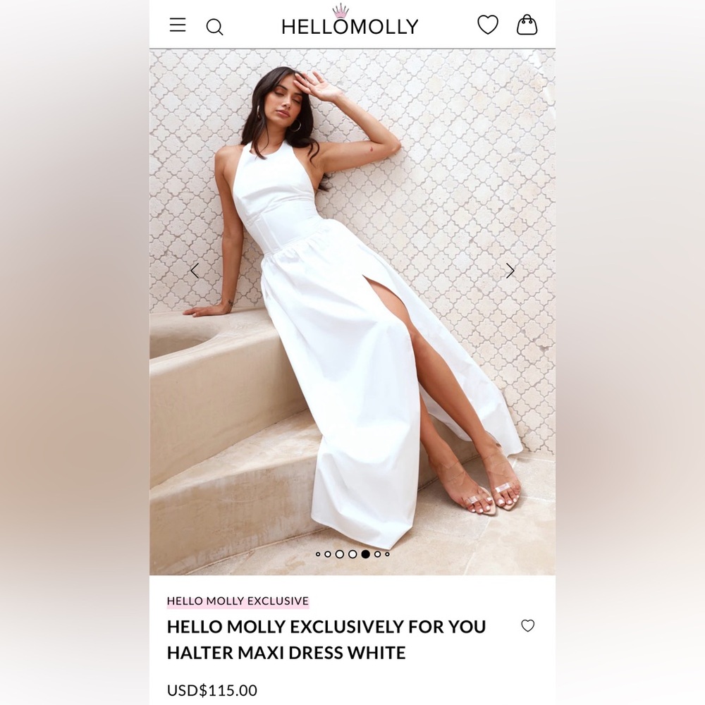 NWOT- Hello Molly White Halter Maxi Dress